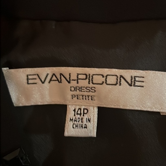 EVAN PICONE SLEEVELESS BLACK EVENING DRESS W/ EMBELLISHMENTS SIZE 14 PETITE NWT - Picture 7 of 7